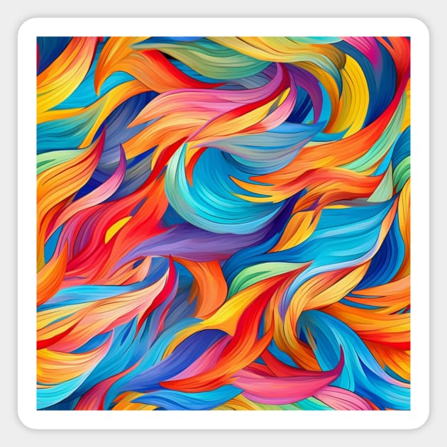 Captivating Colorful Abstract Fabric Pattern - Seamless Swirls & Geometric Design for Fashion and Home Decor #1 Sticker by AntielARt